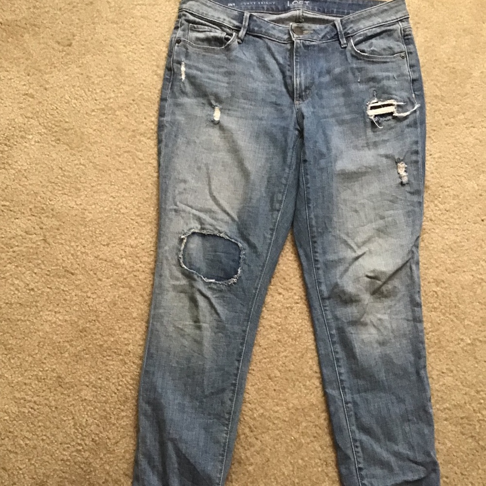 Ann Taylor Ankle Length Distressed Jeans